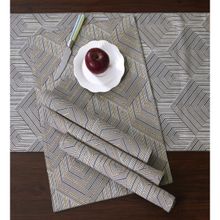 ODE & CLEO Cotton Embroidery Printed Table Mat Set of 6, Placemat for Dining Table Grey