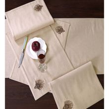 ODE & CLEO Printed Table Mat with Table Runner, Placemat for Dining Table, Beige