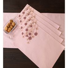 ODE & CLEO Cotton Table Mat Placemat for Dining Table Washable 6 Seater Mats Pink