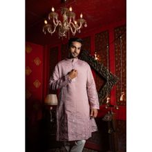 SHASAK Men Pink Cotton Thread Work Regular Fit Kurta