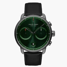 Nordgreen Pioneer Green Sunray Dial With Black Leather Watch Strap For Men