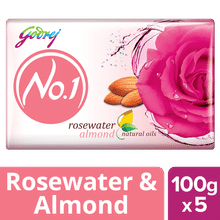 Godrej No.1 Rosewater & Almonds Soap Buy 4 Get 1 Free