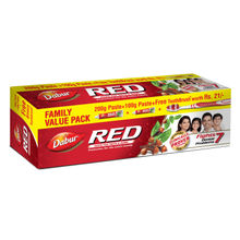 Dabur Red Toothpaste Family Value Pack With Free Toothbrush