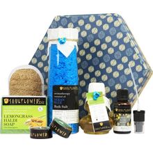 Soulflower Lemongrass Hexagon Bath Skincare Gift Kit, Combo kits for Men women