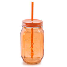 Chumbak Awesome Orange Mason Jar With Straw