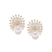 Sebella Pearl Gold Plated Statement Stud Earrings