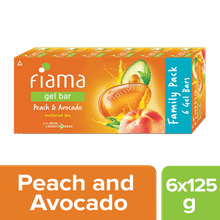 Fiama Peach & Avocado Gel Bar, Moisturized Skin, Skin Friendly PH (Pack of 6 Soaps)