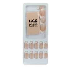 LiCK Classic French Ballerina Tips Reusable Press On Nails With Application Kit