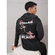 Technosport Men Black Graphic Hoodie