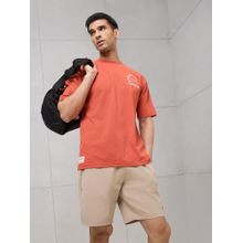 Technosport Men Rust Textured T-Shirt