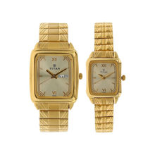 Titan NN15812488YM05 Cream Dial Analog Watch For Couple