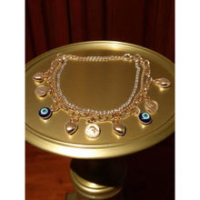 OOMPH Gold Tone Evil Eye Goodluck Charm Multi Layer Anklet