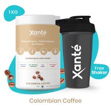 Xante Low Carb 23g Whey Protein For Women - Colombian Coffee Flavor + Free Shaker