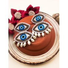 STILEADDA Multi-Color Handmade Evil Eye Pearl Drop Earrings