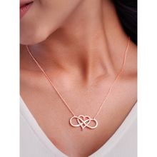 Giva Sterling Silver Dual Tone Infinity Heart Pendant With Link Chain For Women(Adjustable)
