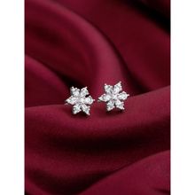 GIVA Sterling Silver Flowery Snowflake Studs For Women