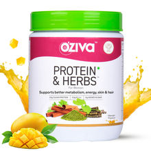 OZiva Protein & Herbs Women, Protein with Multivitamins for Better Metabolism, Skin & Hair (Mango)