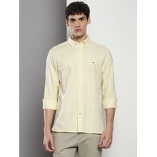 Tommy Hilfiger Men Solid Cotton Yellow Shirt