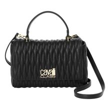 Cavalli Class Women Textured Synthetic Satchel Bag With Detachable Strap - Black