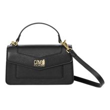 Cavalli Class Women Solid Synthetic Satchel Bag With Detachable Strap - Black