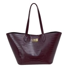 Cavalli Class Women Textured Synthetic Tote Bag With Detachable Strap & Pouch - Burgundy