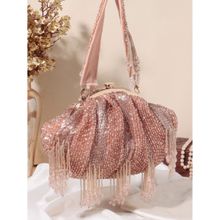 SWISNI Rose Gold Embellished Clutch Bag (M)