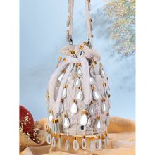 SWISNI White Mirror Potli Bag (M)