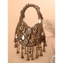 SWISNI Golden Moon Shape Embellished Handbag (M)