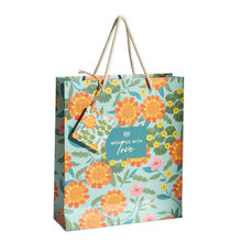 Chumbak Marigold Gift Bag with Tag, Teal