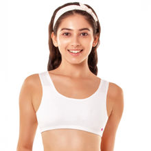 Enamor Girls Wide Strap Cotton Non-padded Antimicrobial Beginners Non-wired Bra, Bb01 - White