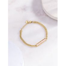 Palmonas White Crystal Bar Cuban Chain Bracelet