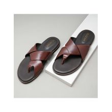 Ruosh The Rubio Brown Men Cross-Strap Slipper Sandals