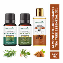 She Essentials Rosemary Essential Oil, Tea Tree & Almond Carrier Oil - Hair Growth & Acne