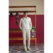 Muvazo Men Off White Zipper Co-Ord Set