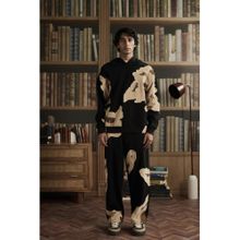 Muvazo Men Black Cut Patch 3D Applique Detailing Co-Ord Set