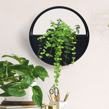 Metalsmith Metal Half Moon Wall Hanging Planter Coated with Black Powder