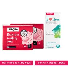 Sirona Cottony Soft Rash Free Sanitary Pads Combo (xl & Xl+) With Sanitary Disposal Bags