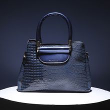 Haute Sauce Structured Croc Handbag - Midnight Blue