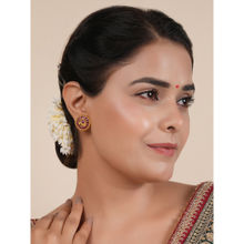 Smars Jewelry Cute Ruby Stone Peacock Gold Plated Stud Earring