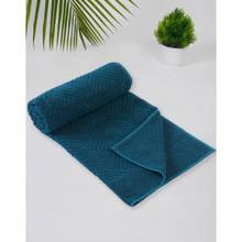 Fabindia Teal Palash Pile Cotton Face Bath Towel - 570-GSM (Pack of 2) (S)