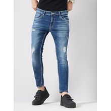 CELIO Men Blue Solid Skinny Fit Cotton Ankle Length Jeans