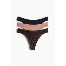 H&M Women Multi-Color 3-Pack Microfibre Thong Briefs