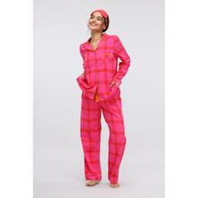 NeceSera Pink Cotton Plaid Button Down Pajama (Set of 2)