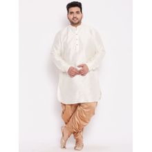 Vastramay Plus Men Cream Silk Blend Kurta and Dhoti (Set of 2)