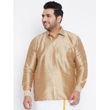 Vastramay Plus Men Rose Gold Silk Blend Ethnic Shirt