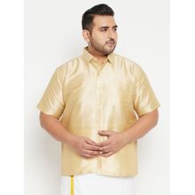 Vastramay Plus Men Gold Silk Blend Ethnic Shirt