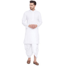 Vastramay Men White Cotton Kurta And Dhoti (set Of 2)