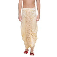Vastramay Men's Gold Silk Blend DhotiFree Size