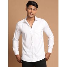 Vastramay Mens White Cotton Blend Ethnic Shirt