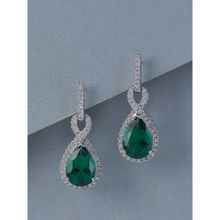 Ornate Jewels 925 Sterling Silver Green Emerald Infinity Dangler Earrings For Women